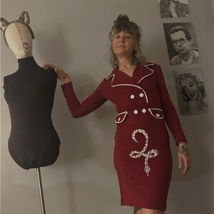 Elegant Red Dress with White Accents